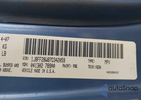 2007 Jeep Patriot Sport из США, поврежденный, VIN 1J8FF28W87D342059